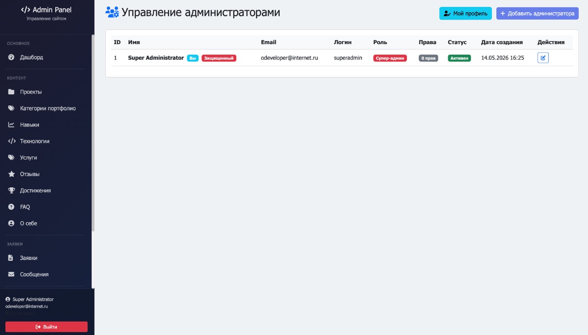 Сайт-портфолио c CMS (управляемый)